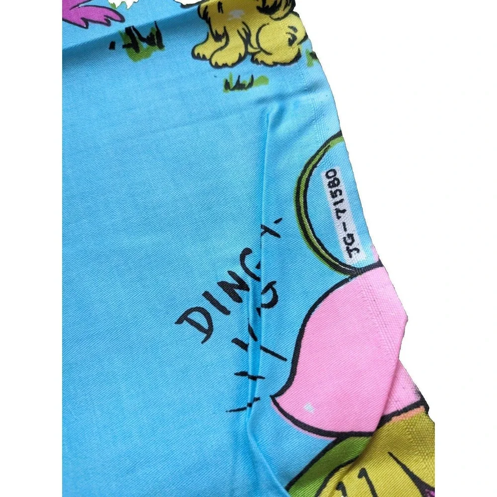 VTG Childrens Novelty Print Fabric Remnants Polished Cotton Cute Cartoon Animals